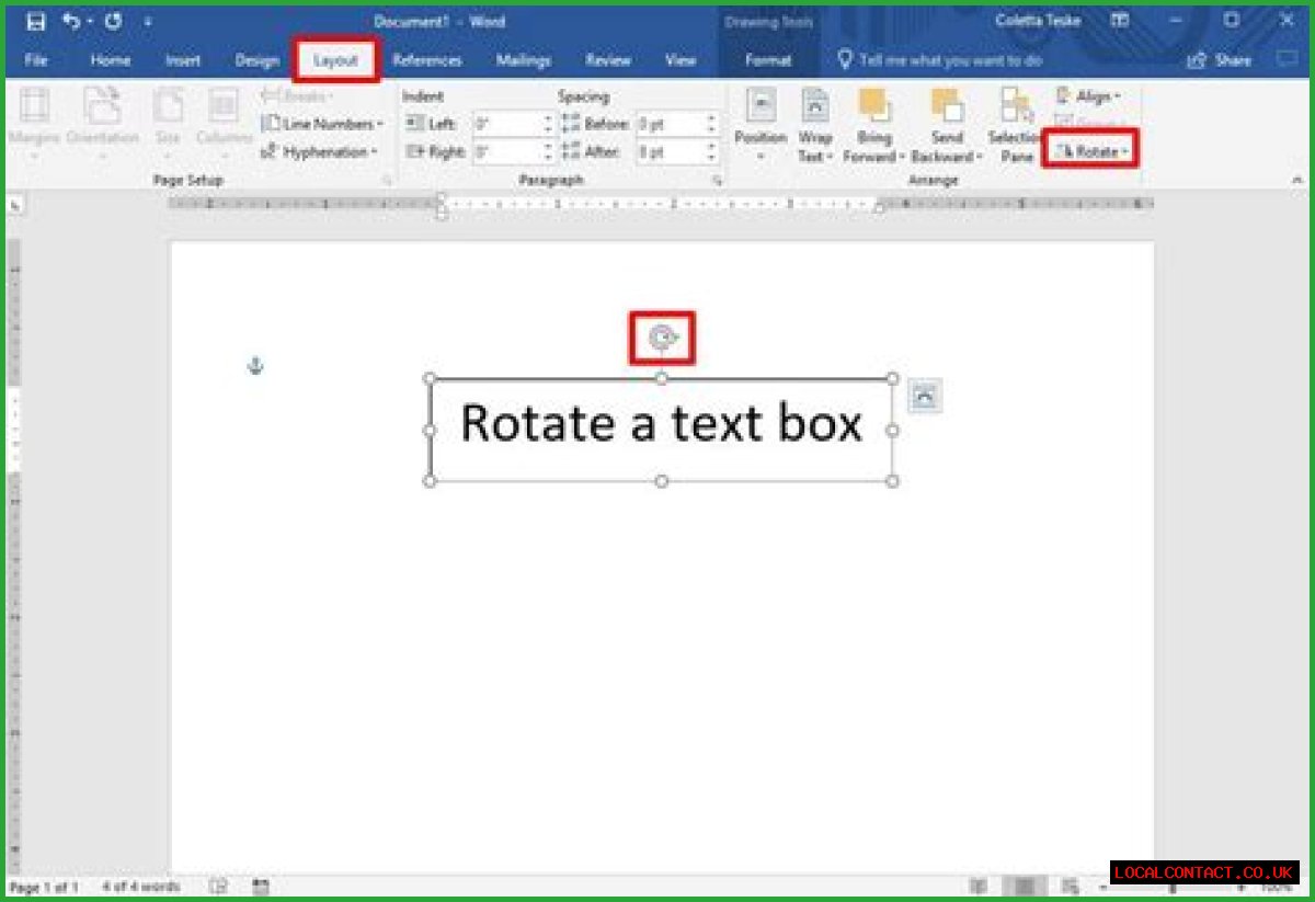 How do I rotate an image in Word?